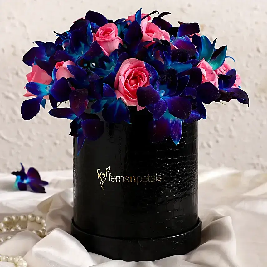 Orchids and Pink Roses In FNP Signature Box