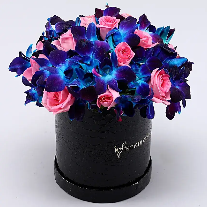Orchids and Pink Roses In FNP Signature Box
