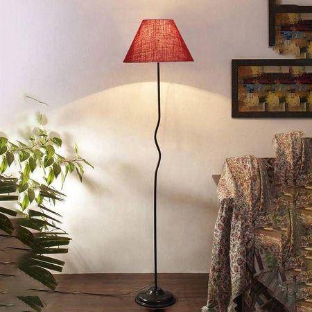 Simone Maroon Jute shade with Iron floor lamp
