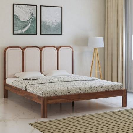 Aaram Solid Wood Non Storage King Size Bed in Provincial Teak Finish