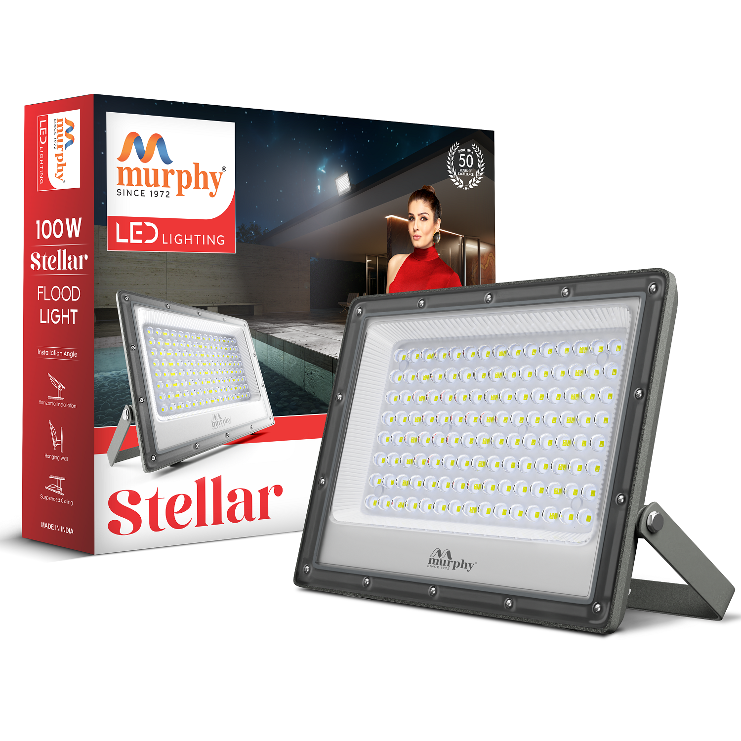 Murphy Steller LED 100W LED Flood Light, IP65 Rated Outdoor Light (Cool White, BIS Approved)
