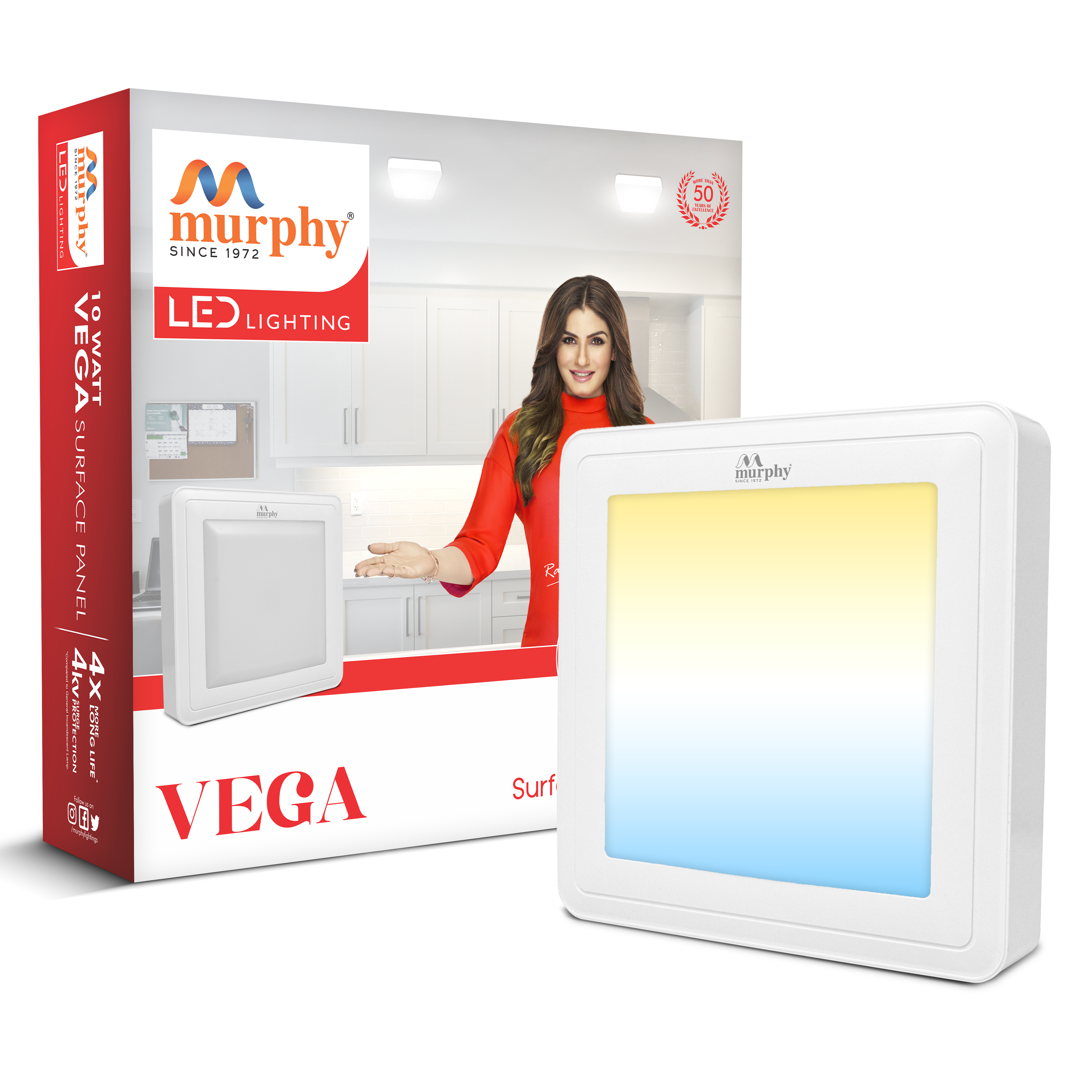 Murphy 10W Vega Color Changing Square Surface Panel Light