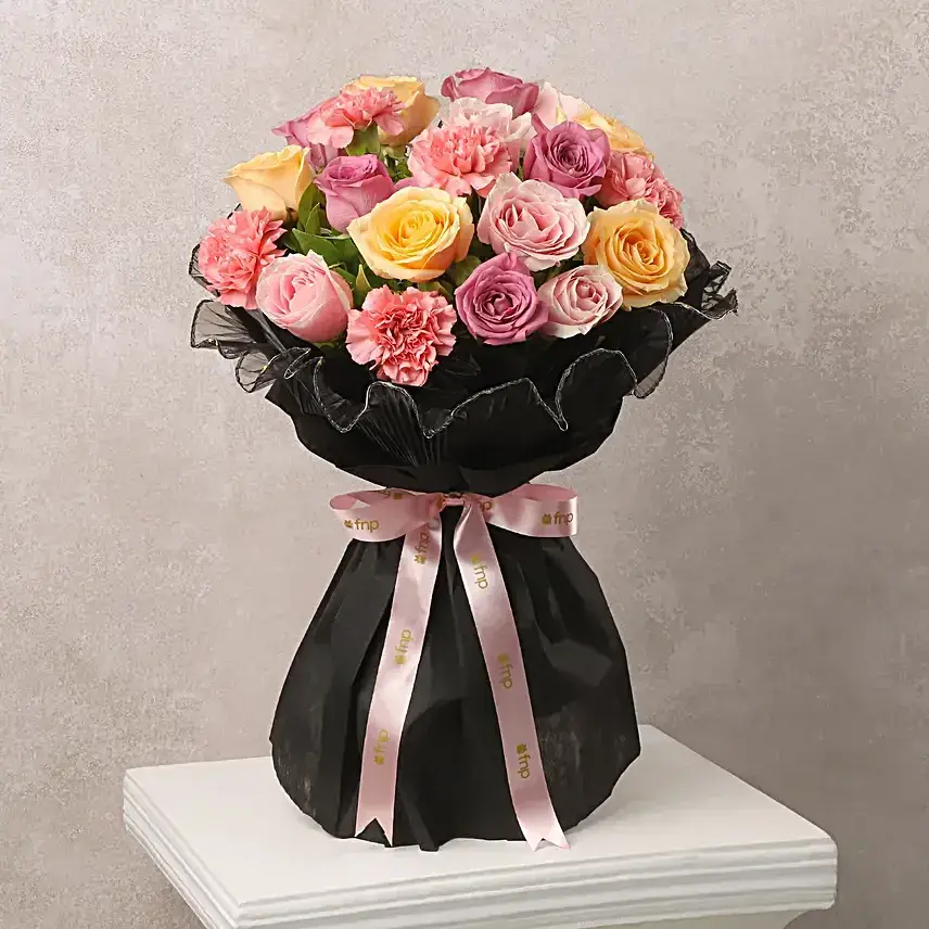 Pastel Rose n Carnation Floral Bouquet