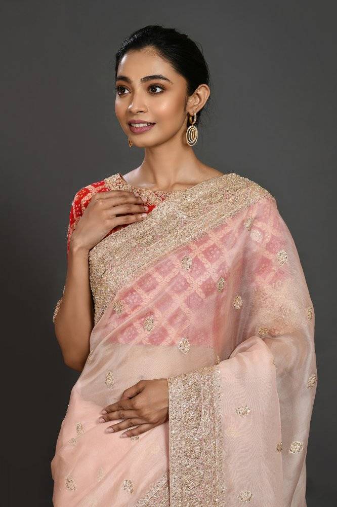Peach Bulian, Sequin and Cutdana Saree Buy at ₹34495