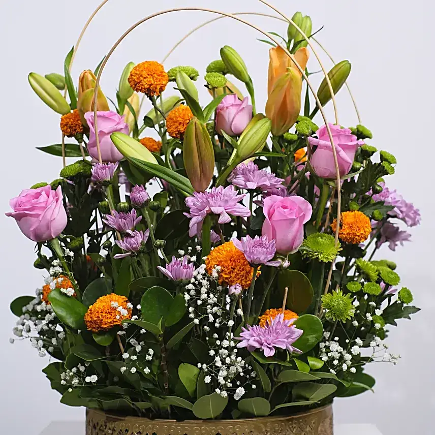 Peacock Green Diwali Floral Arrangement