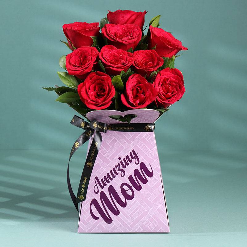 Perfect Red Roses In Amazing Mom Box