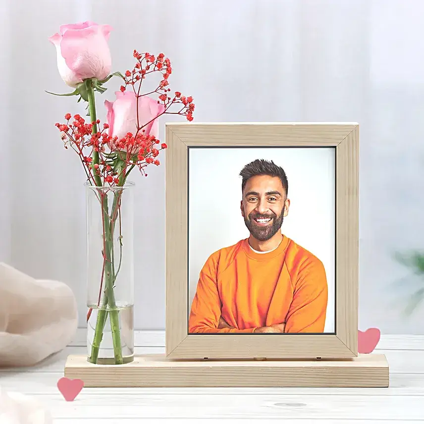Personalised Birthday Special Frame With Pink Roses