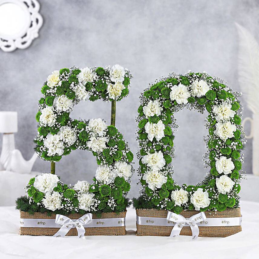Personalised Number Celebrating Carnation Arrangement
