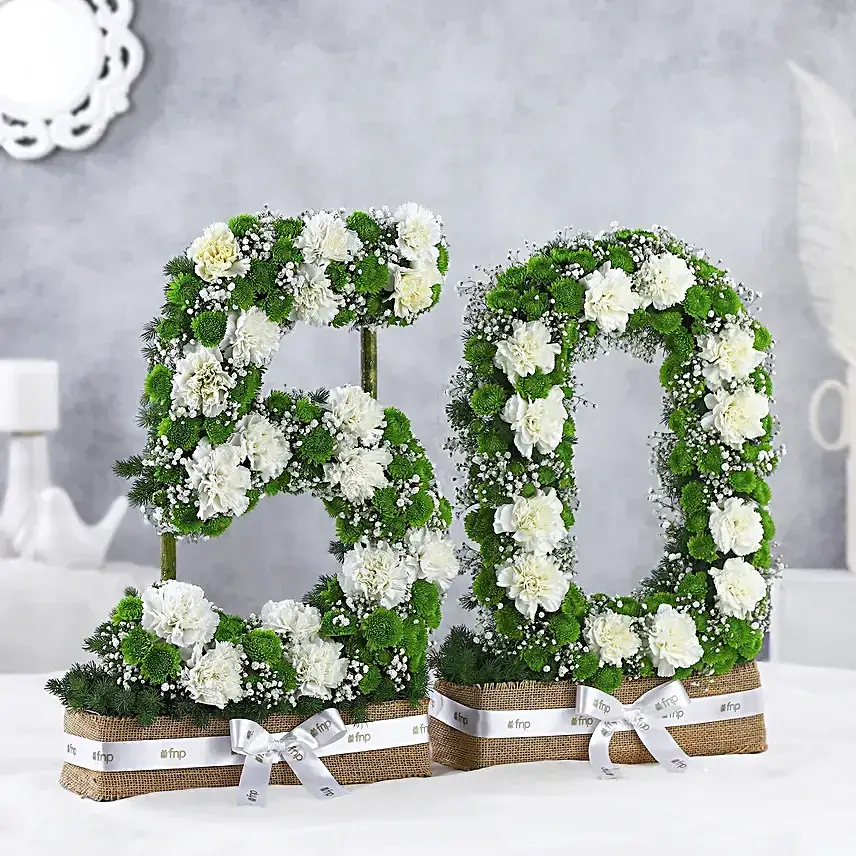 Personalised Number Celebrating Carnation Arrangement