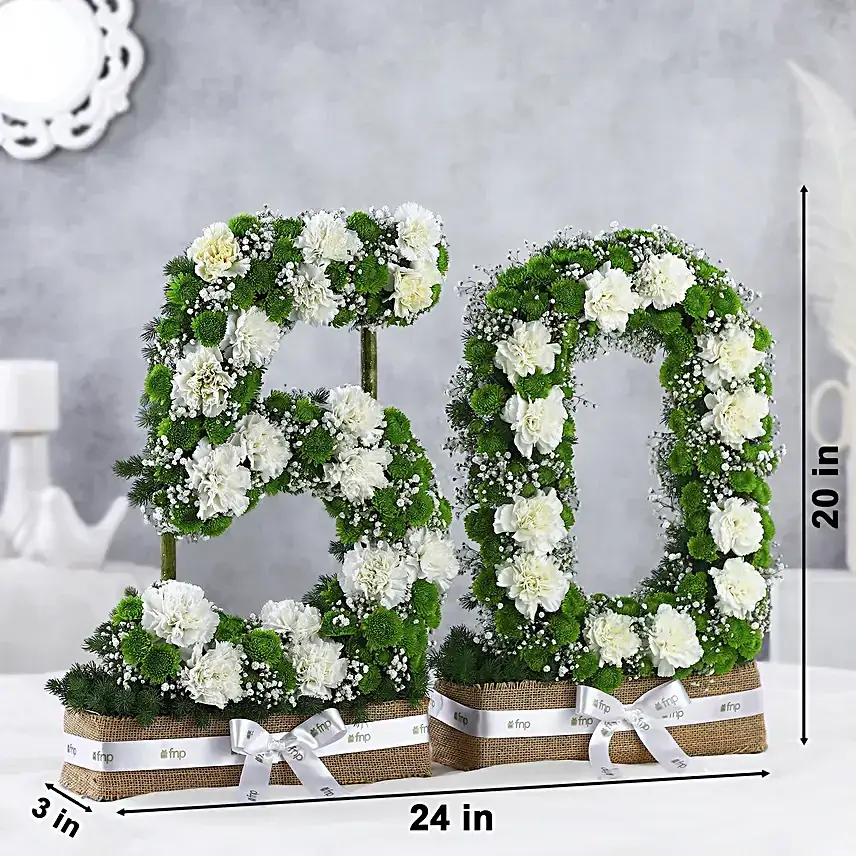 Personalised Number Celebrating Carnation Arrangement