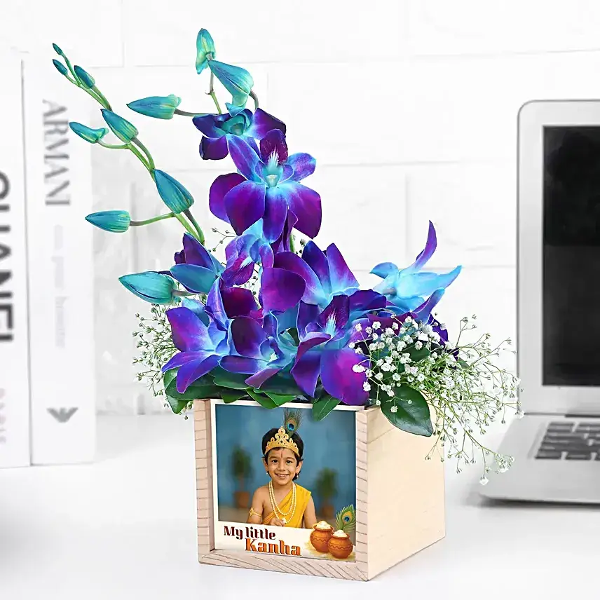 Personalised Janmashtami Blue Orchid Table Organiser