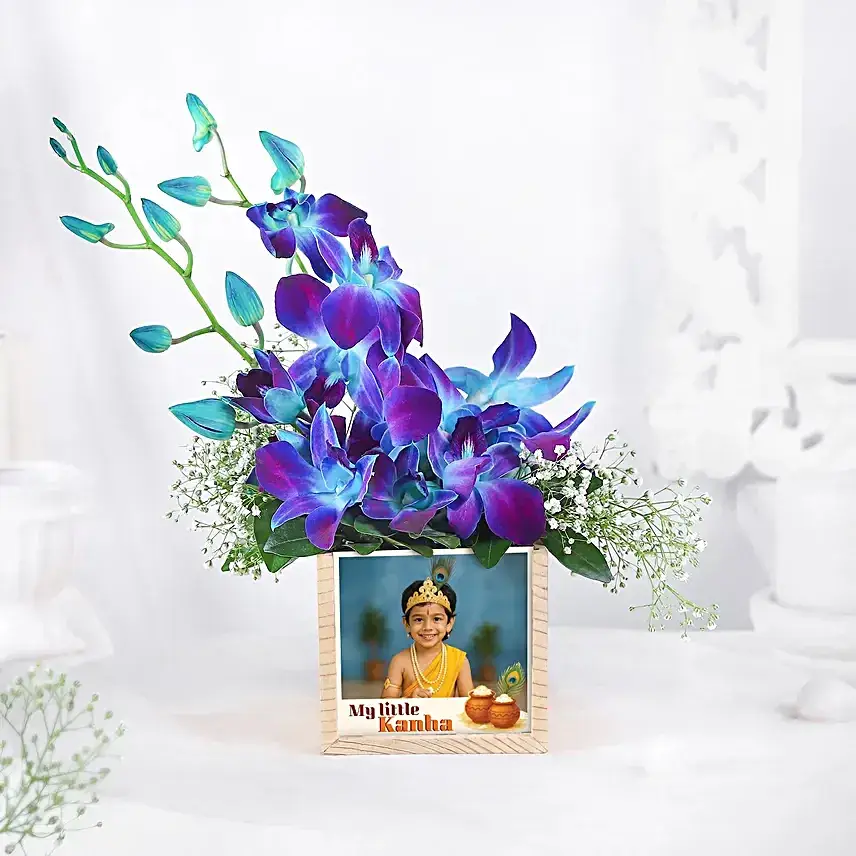 Personalised Janmashtami Blue Orchid Table Organiser