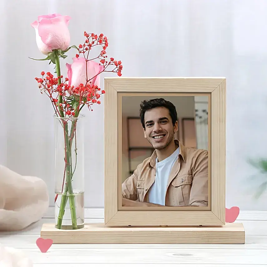 Personalised Photo Frame With Blushing Roses For Aries