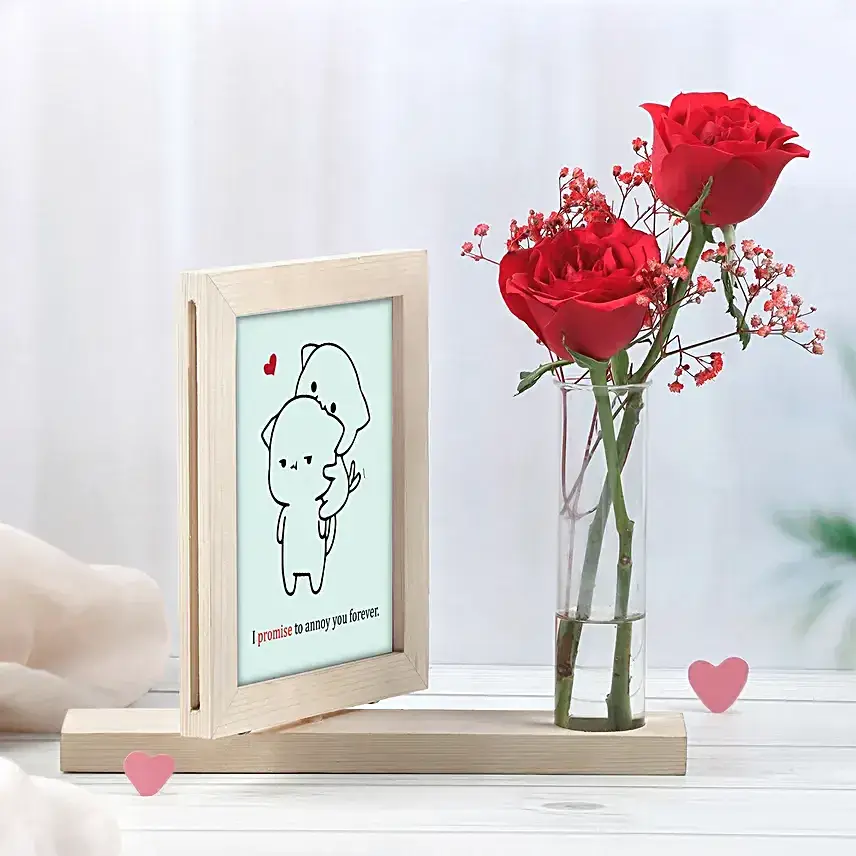 Personalised Rotating Photo Frame With Red Roses