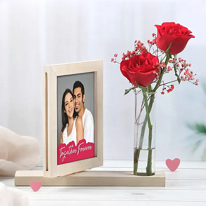 Personalised Together Forever Frame With Red Roses