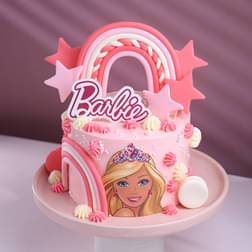 Pink Barbie Theme Cake