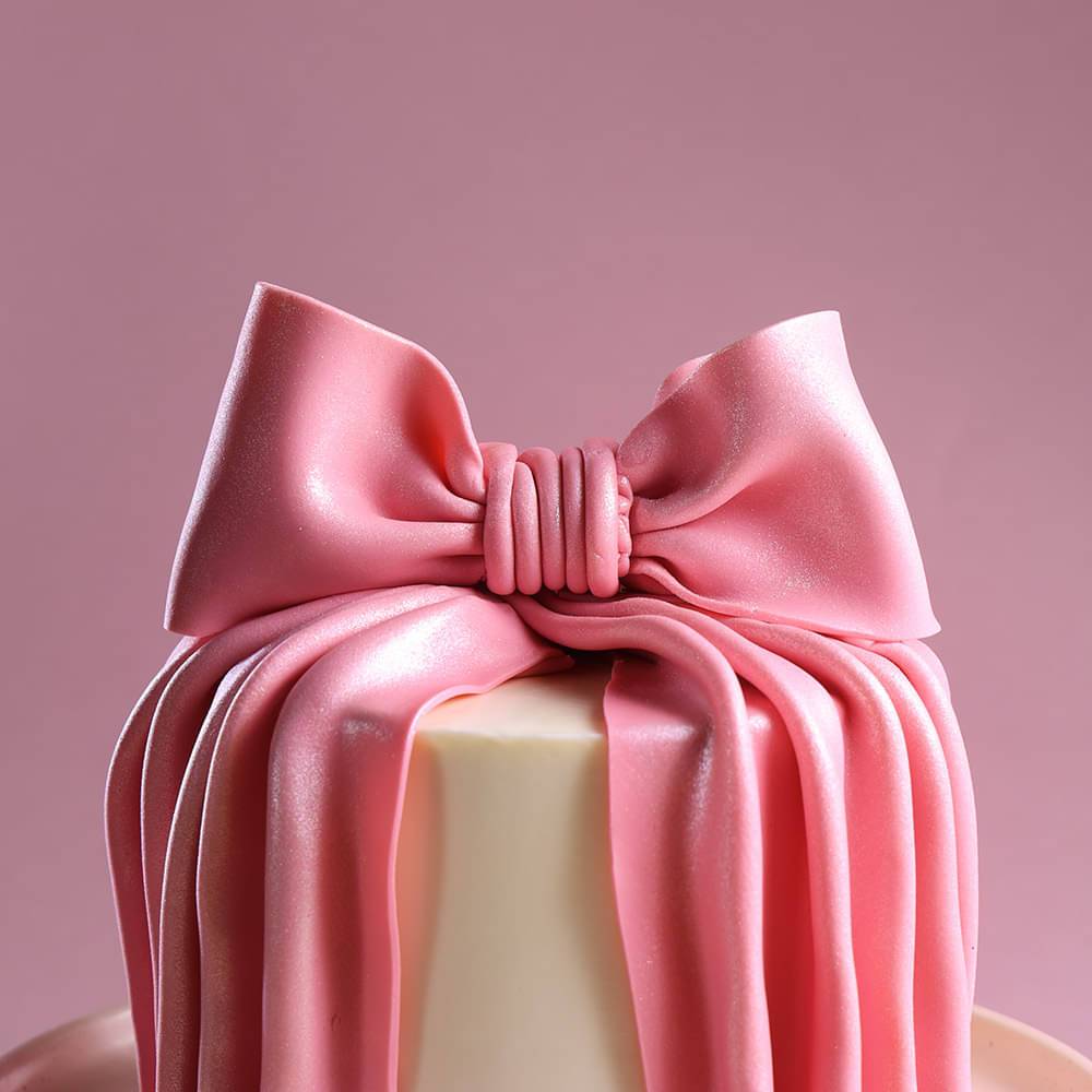 Pink Bow Bridal Cake
