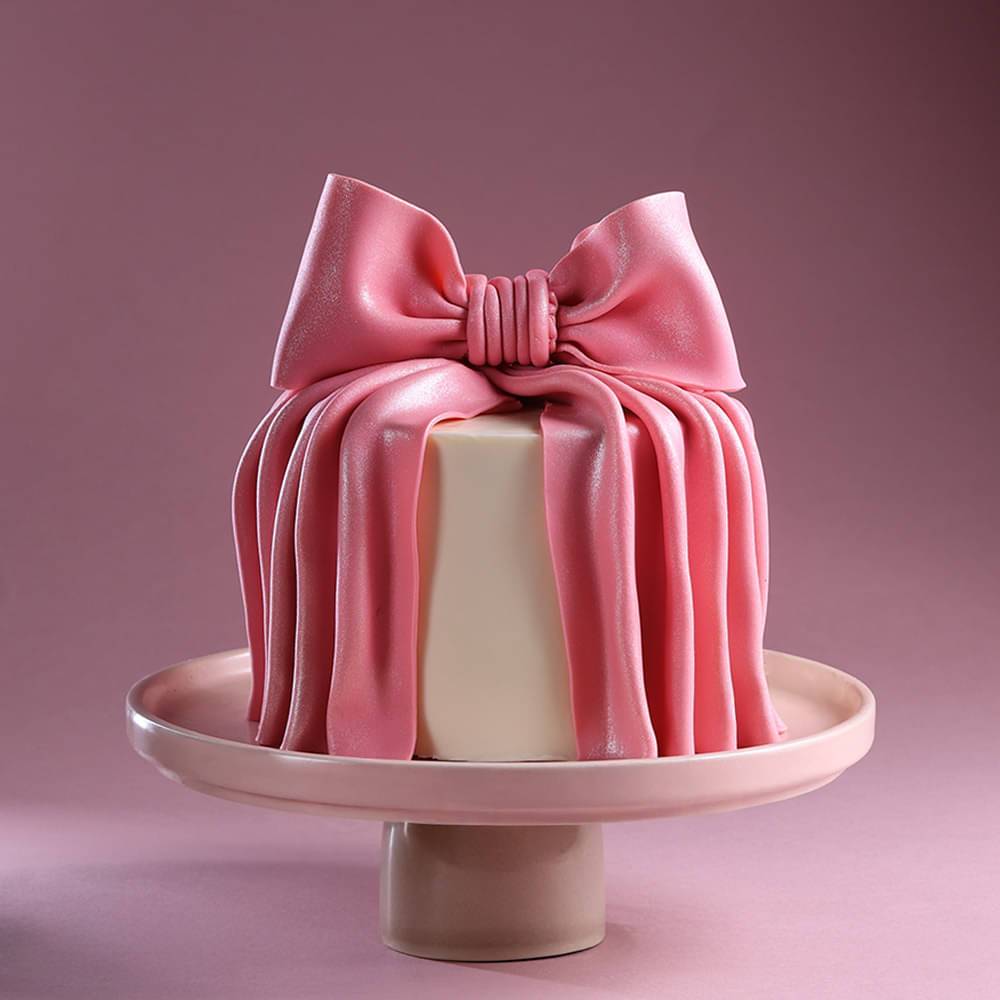 Pink Bow Bridal Cake