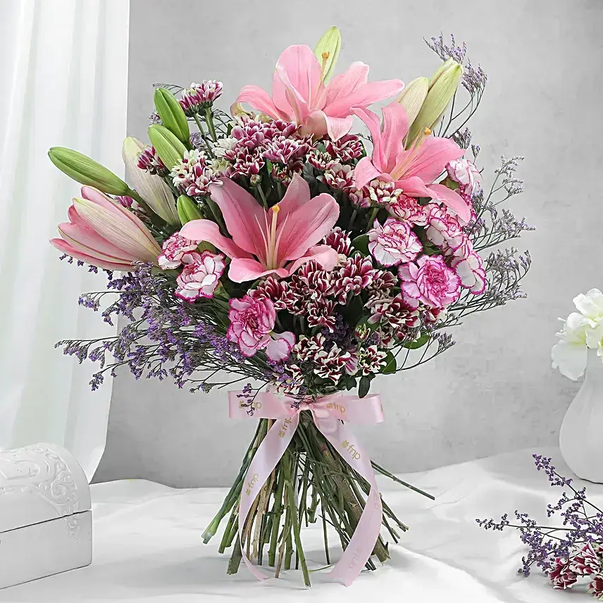 Pink N Purple Trio Bloom Bouquet