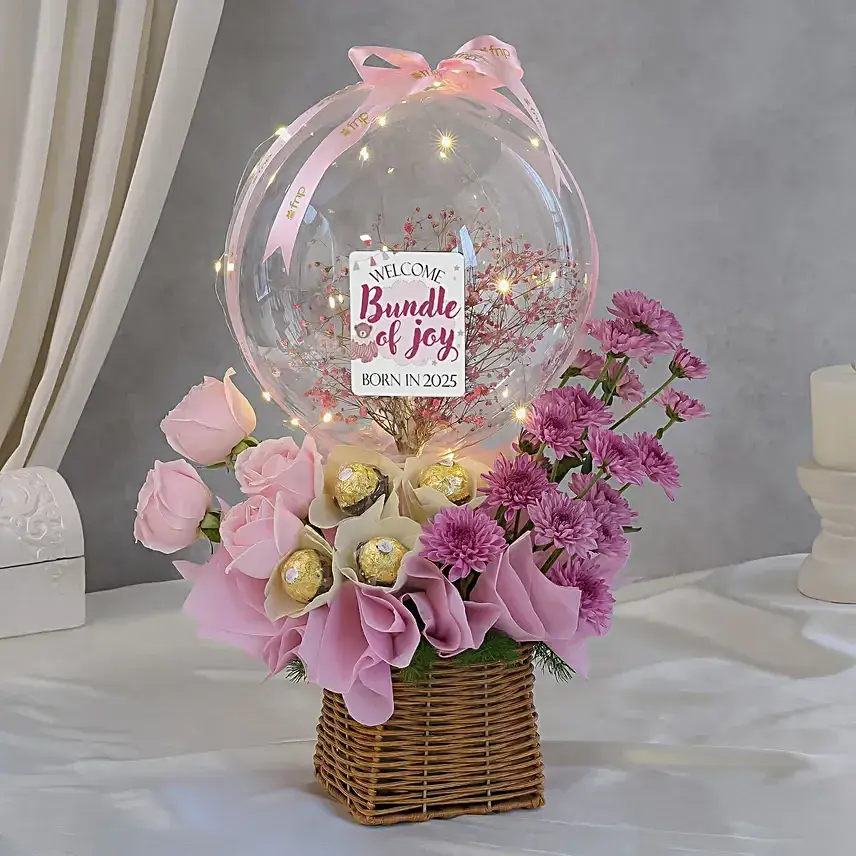 Pink Newborn Celebration Bloom Basket