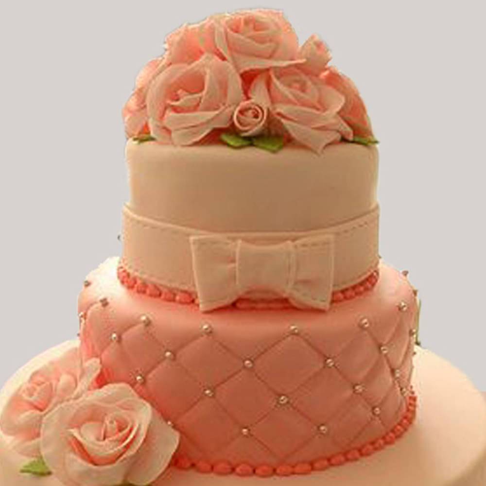 Blushing Three Tier Rose Cake
