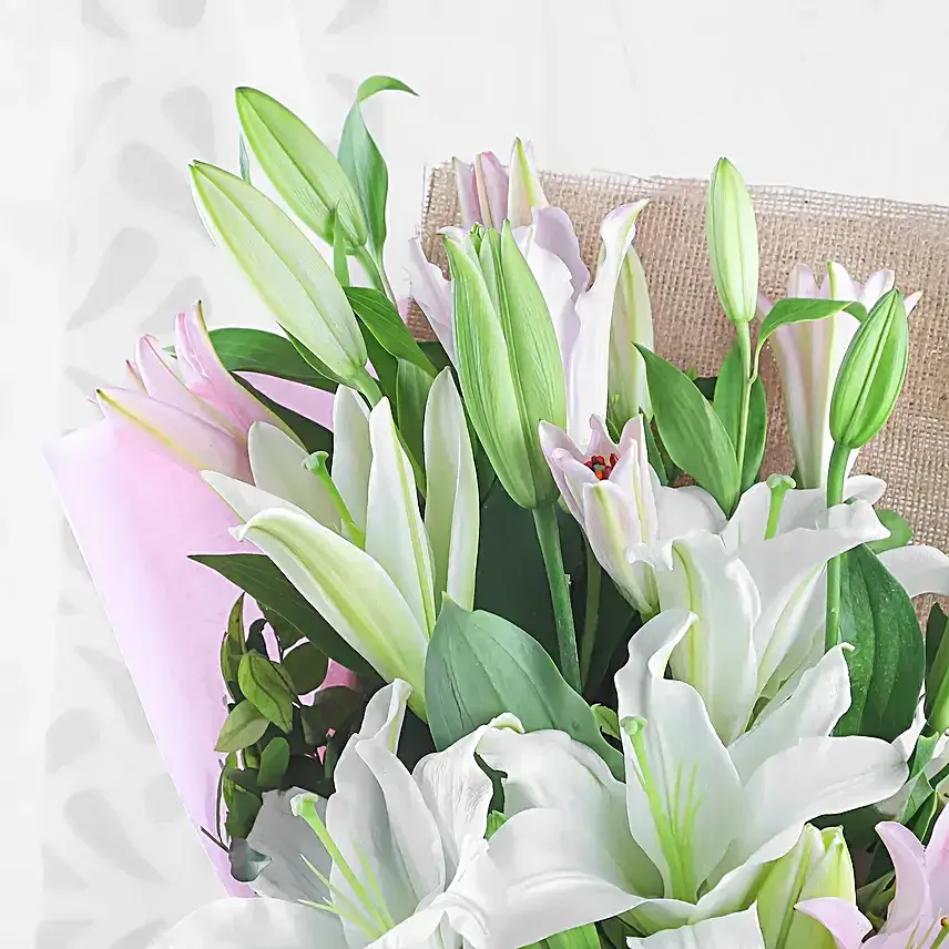Pink & White Oriental Lilies Bunch