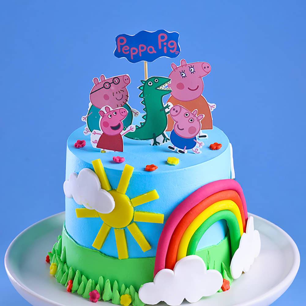 Playful Peppa And Family Theme Cake