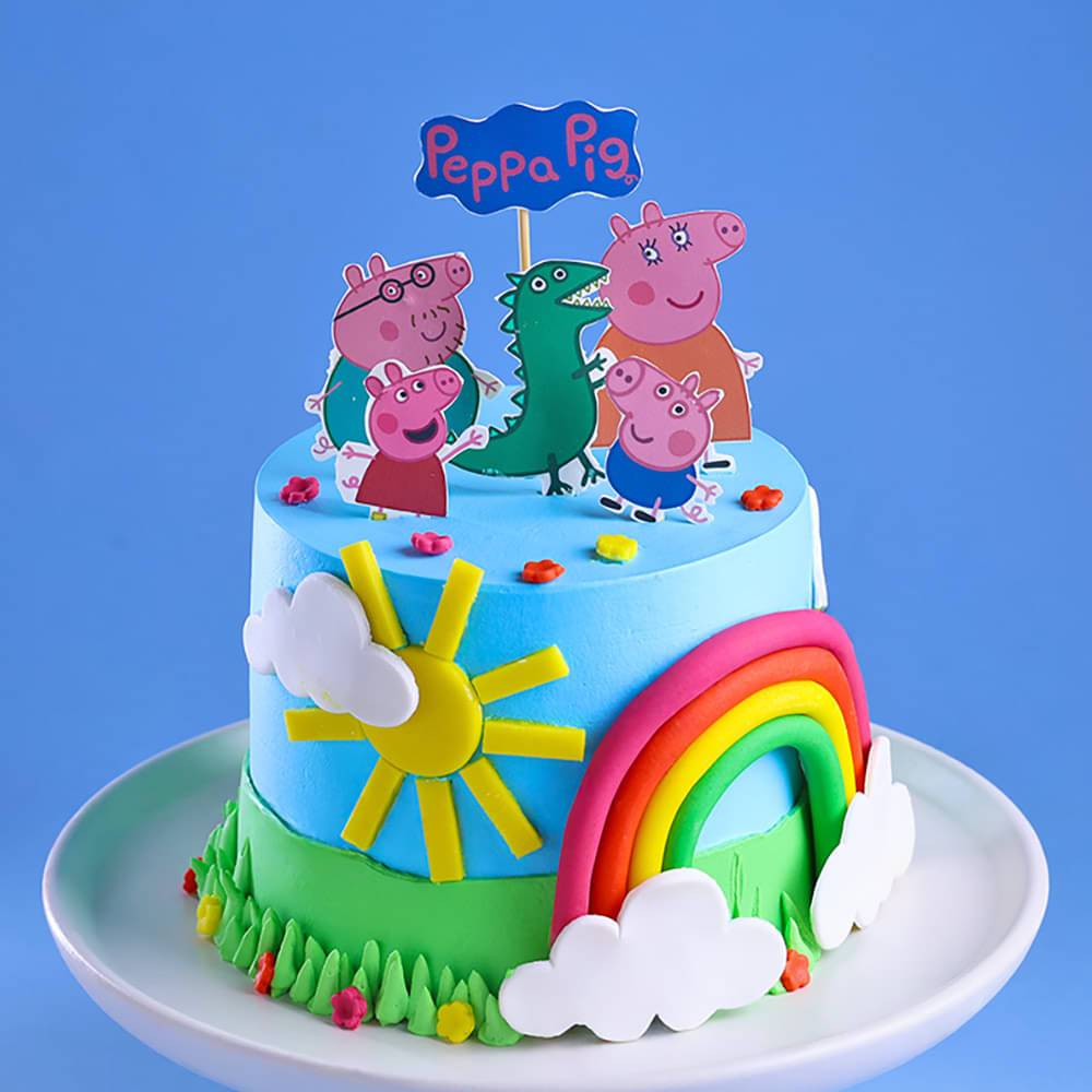 Playful Peppa And Family Theme Cake