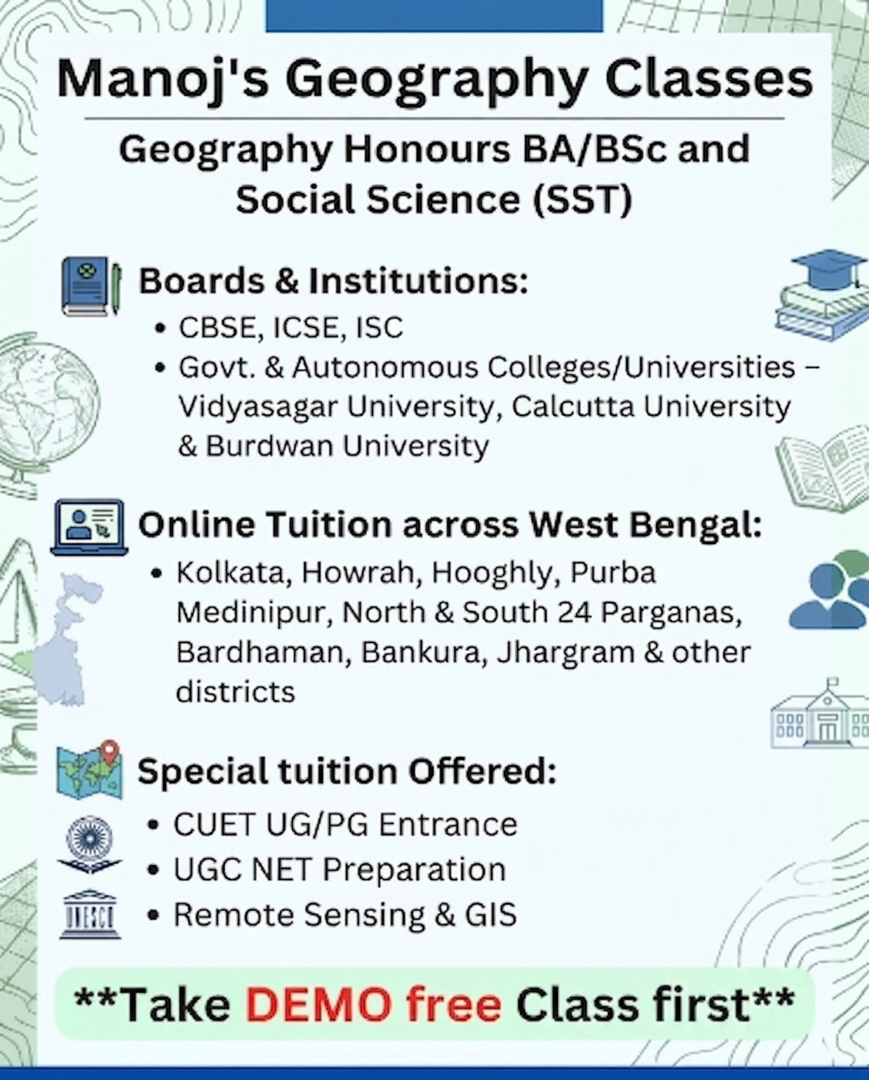 Online Geography Honours Tutor | West Bengal
