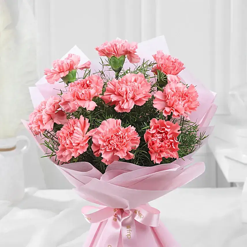 Pretty Pink Carnations Flower Bouquet