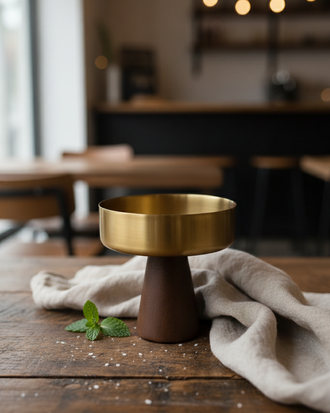 Cylindro Pedestal Dessert Bowl - Gold