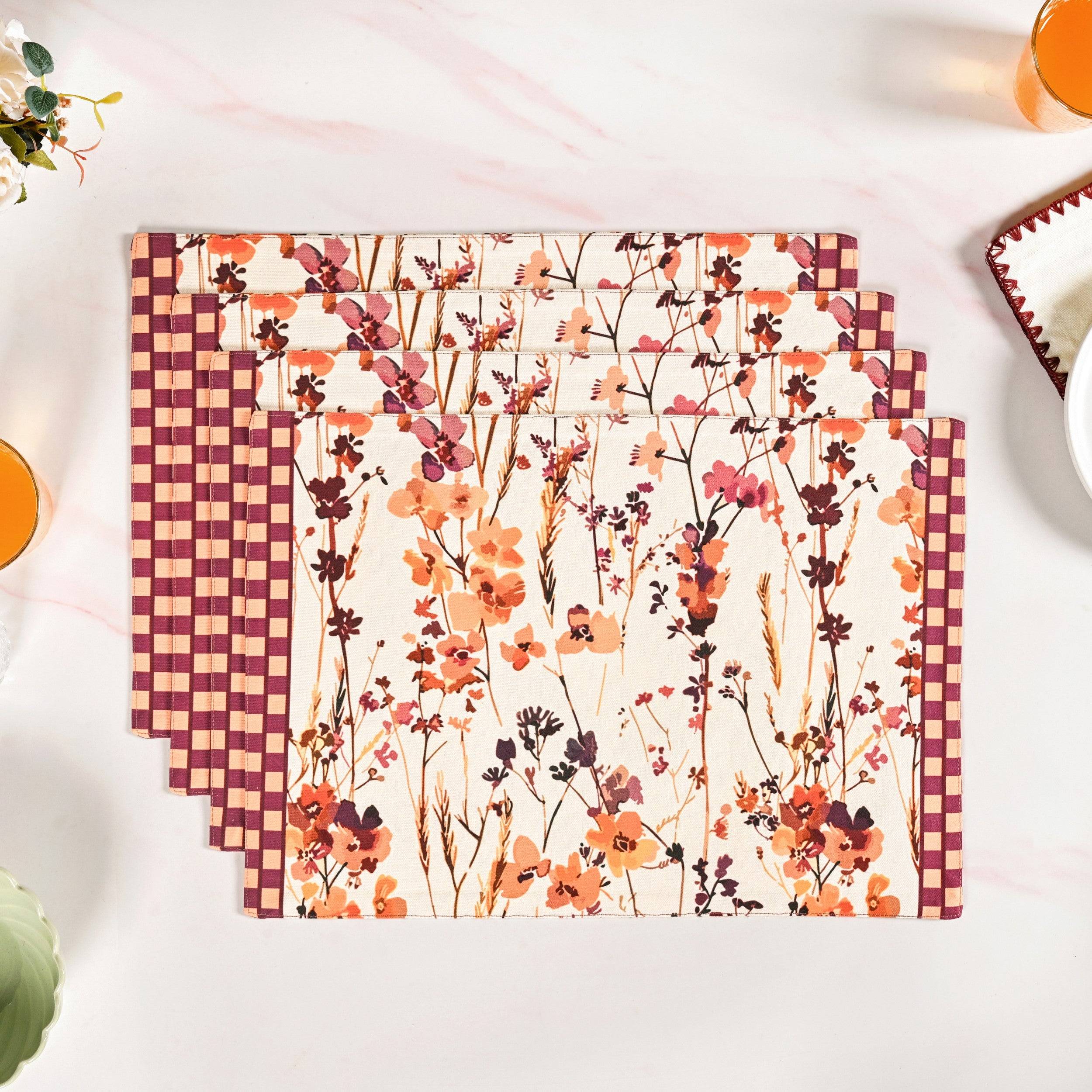 Checkered Border Placemat Set Of 4 buy only at ₹1095