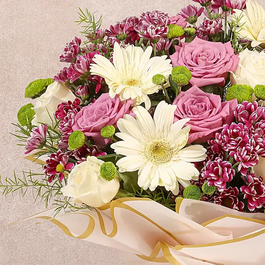 Purple n White Roses Floral Display