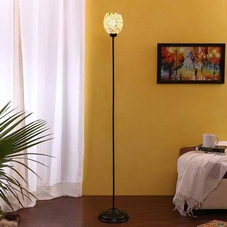 Rick Black Glass Shade Floor Lamp