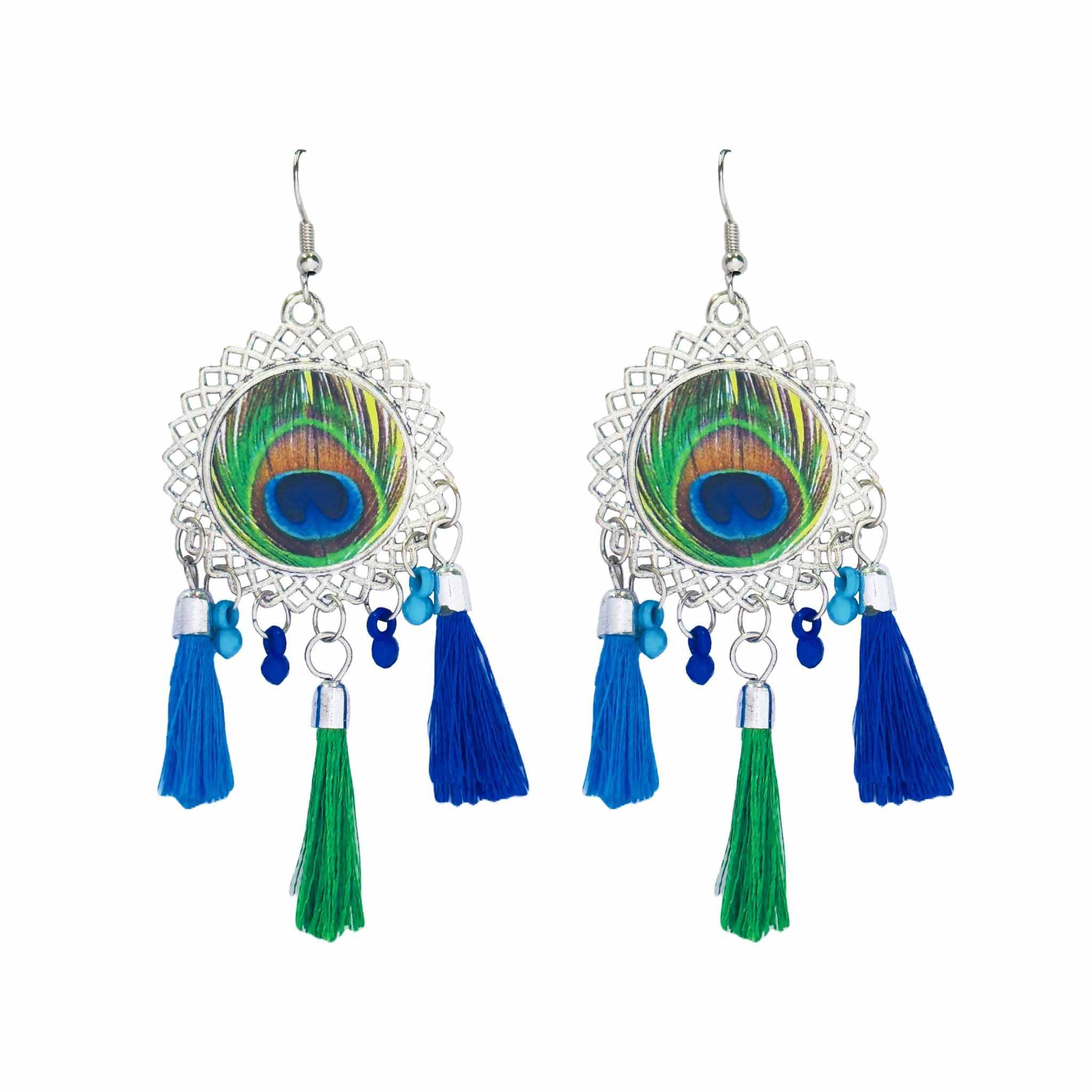 Peacock Feather Jhumkas buy only at ₹99