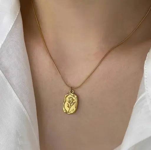 Gold Rose Pendant Necklace buy only at ₹99