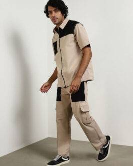 Colourblocked Woven Pure Cotton Co-ords