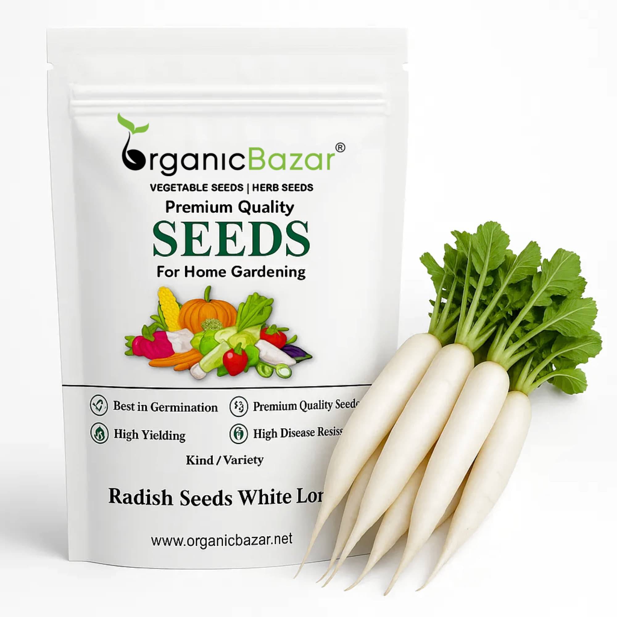 Radish (Mooli) Seeds White Long - 250 Seeds (मूली के बीज)