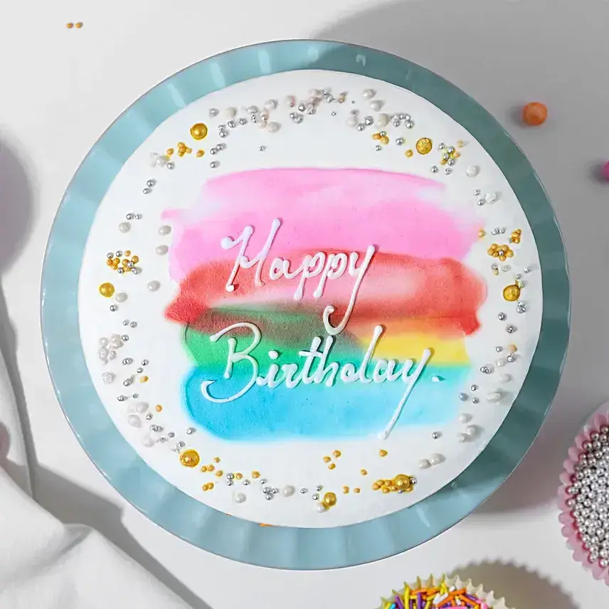 Rainbow Delight Eggless Pineapple Birthday Cake