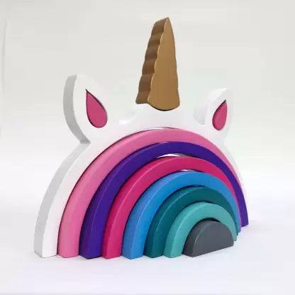 8pc Wooden Unicorn Rainbow Stacking Blocks Buy @ ₹799