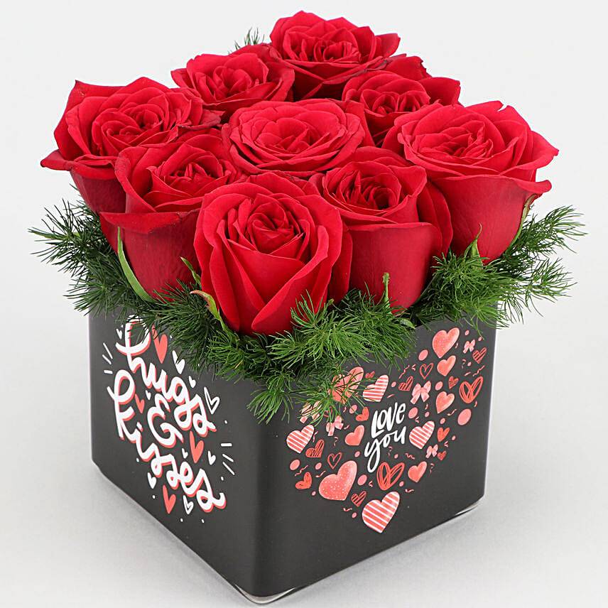Red Roses In Love You Sticker Vase