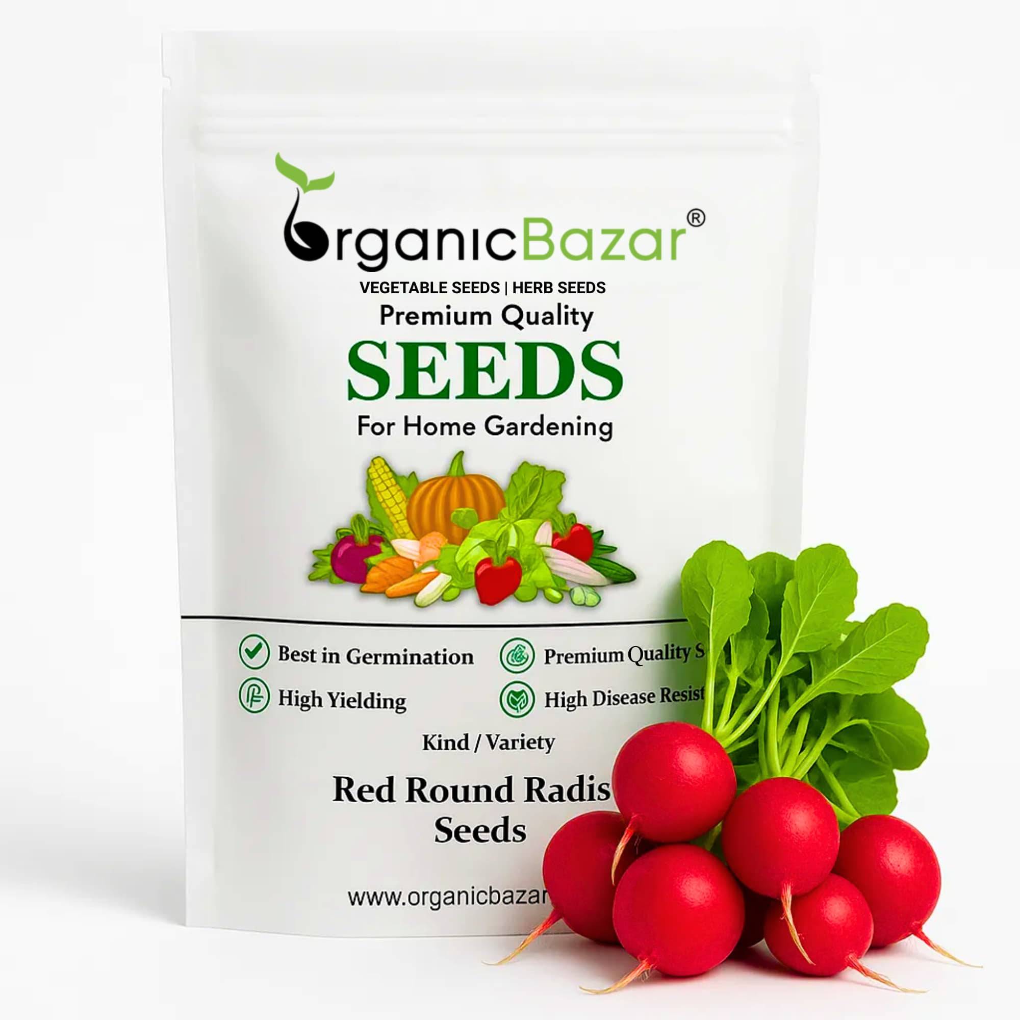 Red Round Radish Seeds - 200 Seeds (Gol Mooli/लाल गोल मूली के बीज)