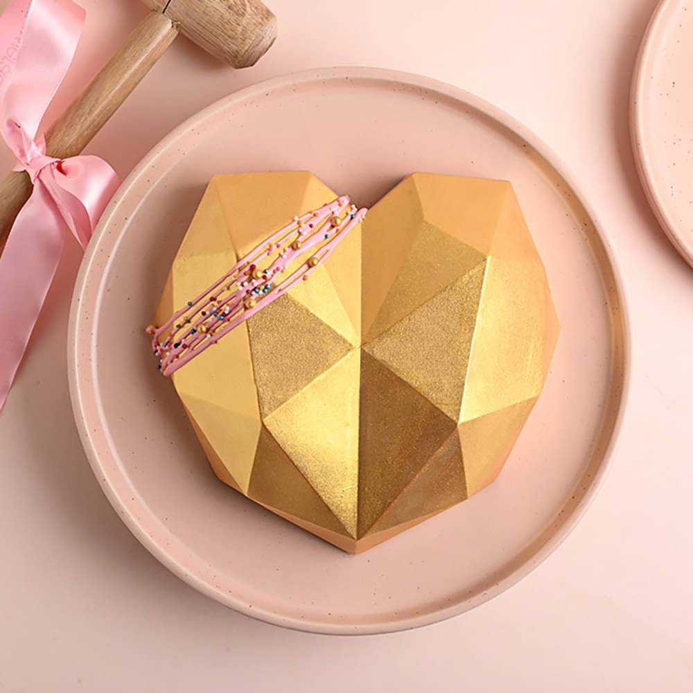 Golden Heart Pinata Chocolate Cake