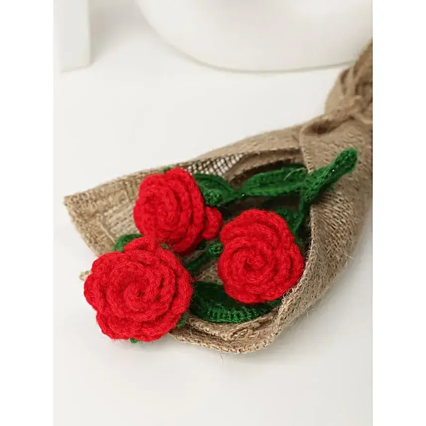 Romantic Red Crochet Rose Wrap