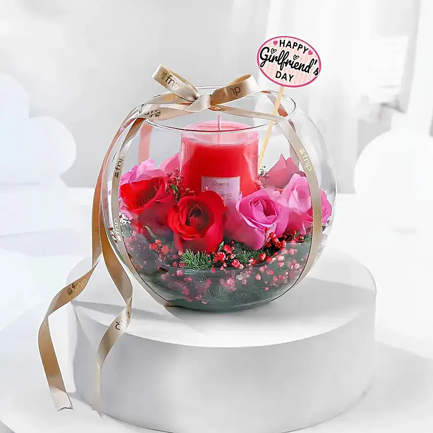 Romantic Rose N Jasmine Candle Floral Set