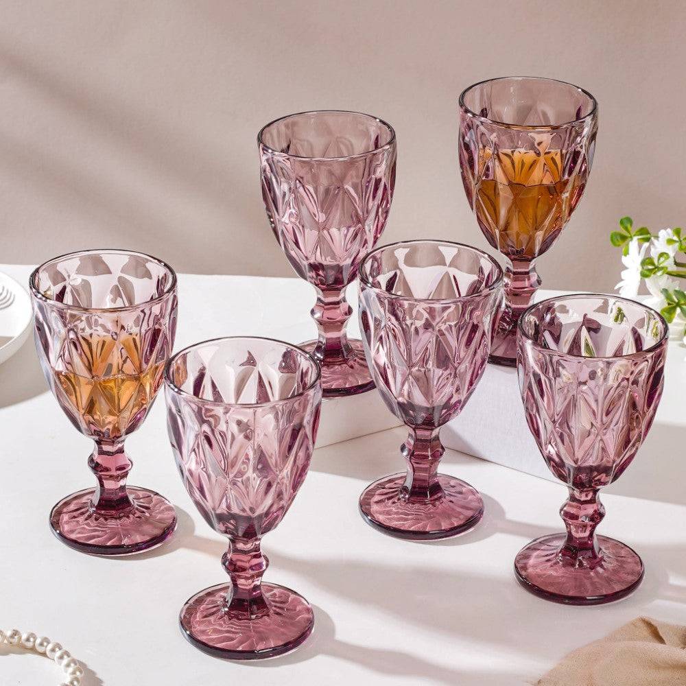 Rose Crystal Red Wine Glass Mauve Set Of 6 300 ml buy only at ₹1290