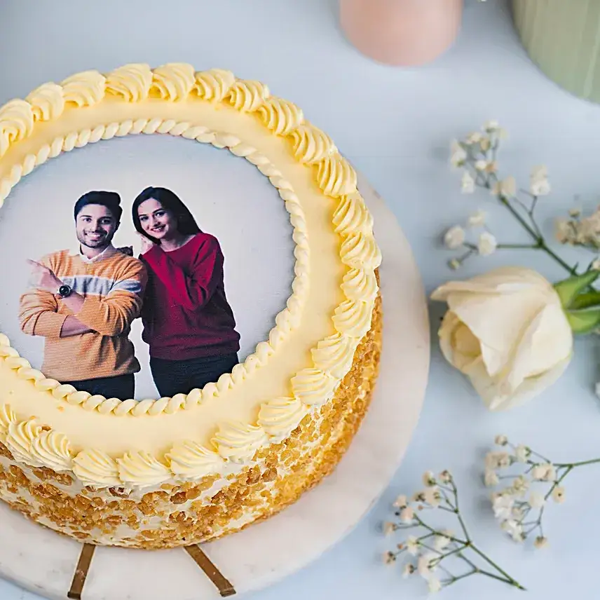 Round Butterscotch Photo Cake Half Kg