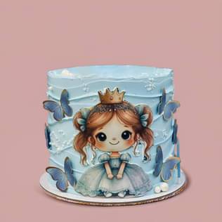 Royal Princess Blue Butterfly Cake