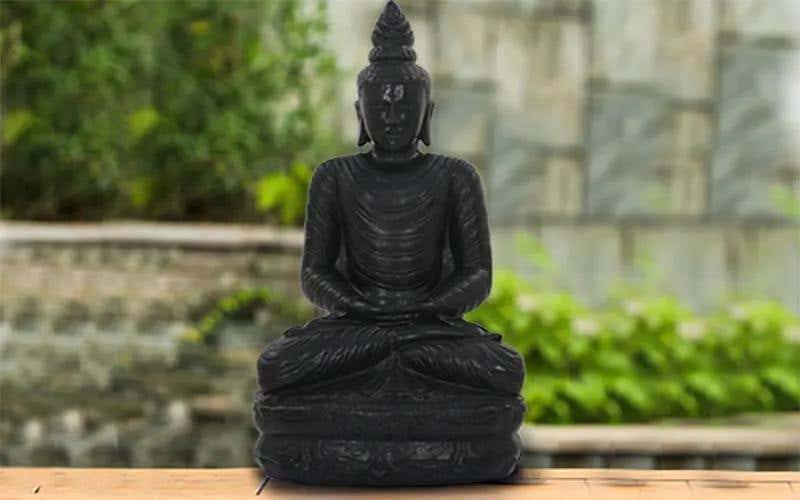 Royaloak Meditating Buddha Fibre Statue - Black