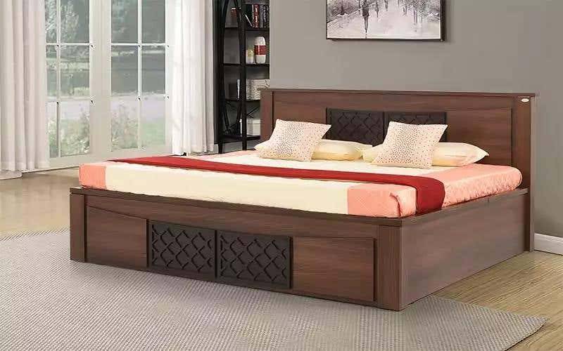 Royaloak Muar Malaysian King Size Bed With Hydraulic Storage in Melamine Finish